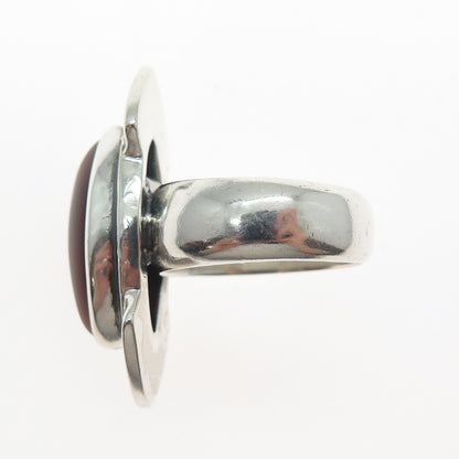 925 Sterling Silver Vintage Real Agate Modernist Ring Size 8.75