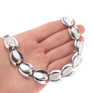 RENOIR SAUTEUR 925 Sterling Vintage Modernist Tulip Flower Chain Necklace 18"