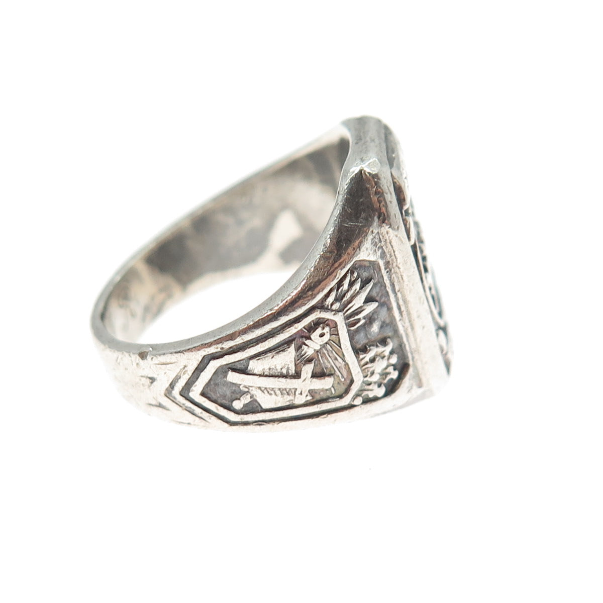 925 Sterling Silver Antique 1948 Enamel St. Louis School Oxidized Ring Size 6