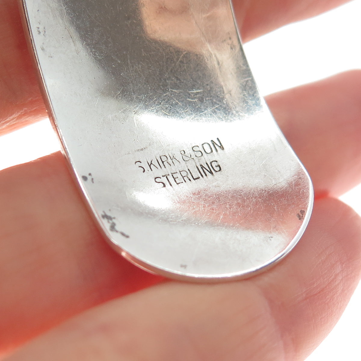 S KIRK & SON 925 Sterling Silver Antique Flower Adjustable Cuff Bracelet 7.25"