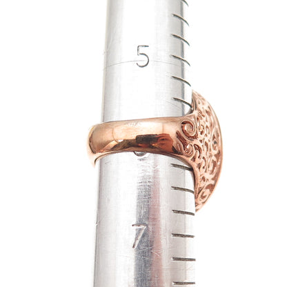 Ross Simons Sterling Silver Rose Gold Plated Real Diamond Swirl Ring Size 6.25