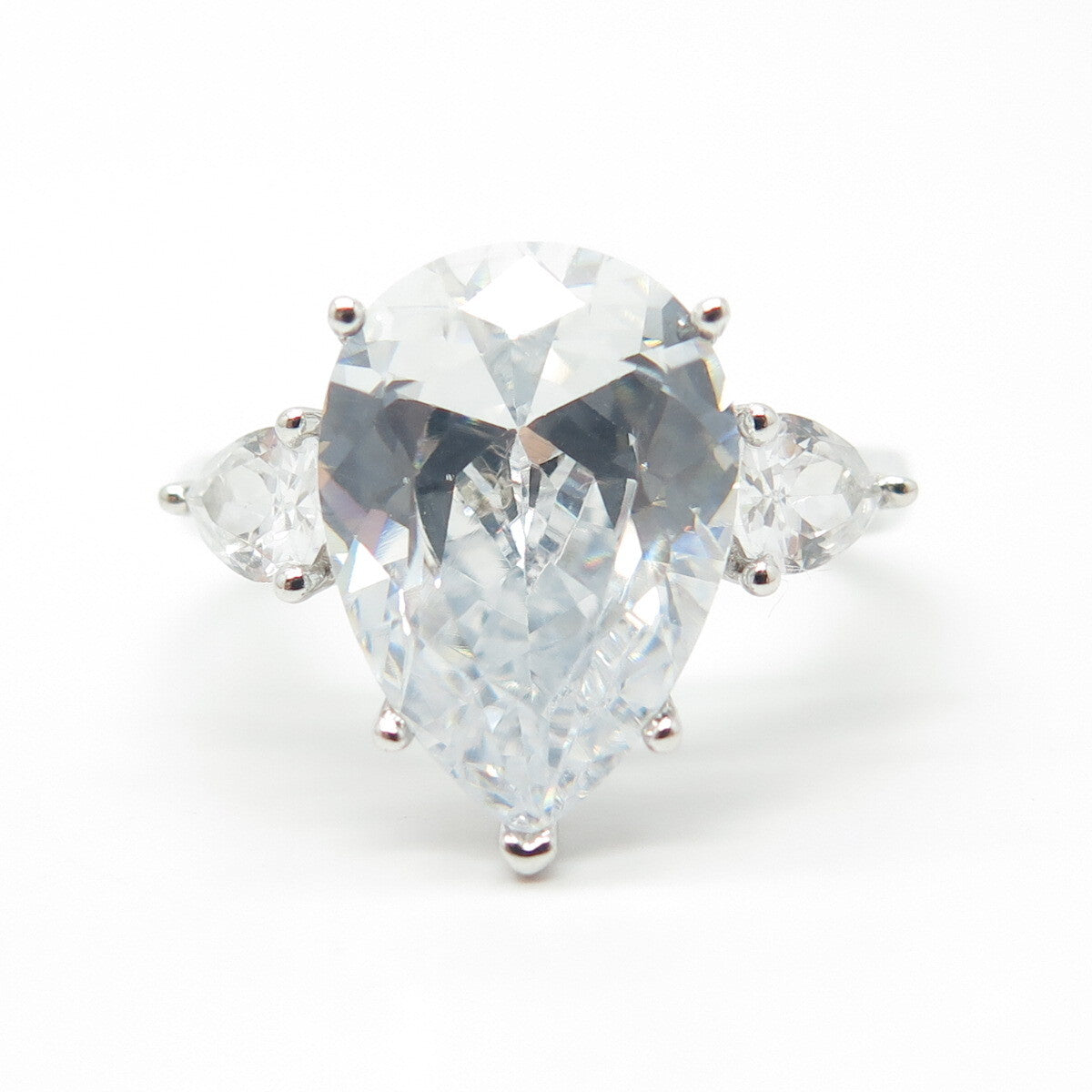 925 Sterling Silver C Z Teardrop Engagement Ring Size 9
