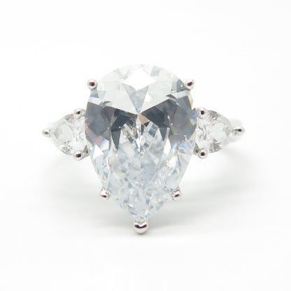 925 Sterling Silver C Z Teardrop Engagement Ring Size 9