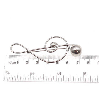 Lang 925 Sterling Silver Vintage Treble Clef Oxidized Pin Brooch