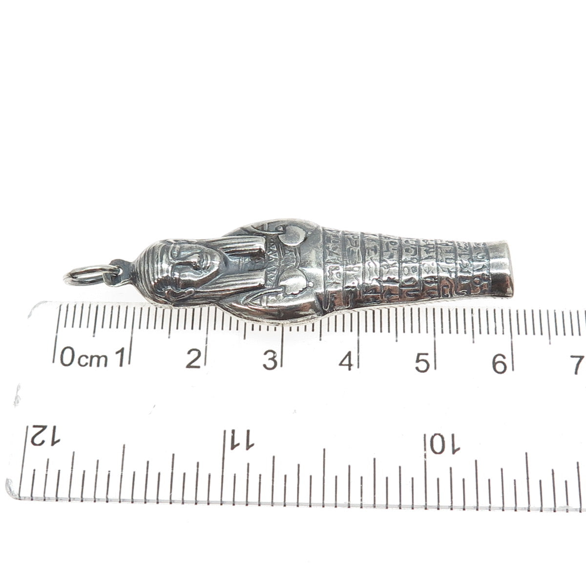 800 Silver Vintage Egyptian King Tutankhamun Oxidized 3D Pendant