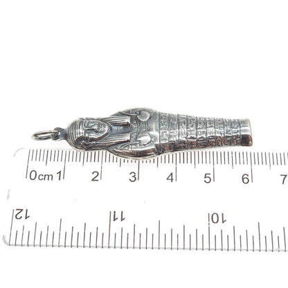 800 Silver Vintage Egyptian King Tutankhamun Oxidized 3D Pendant