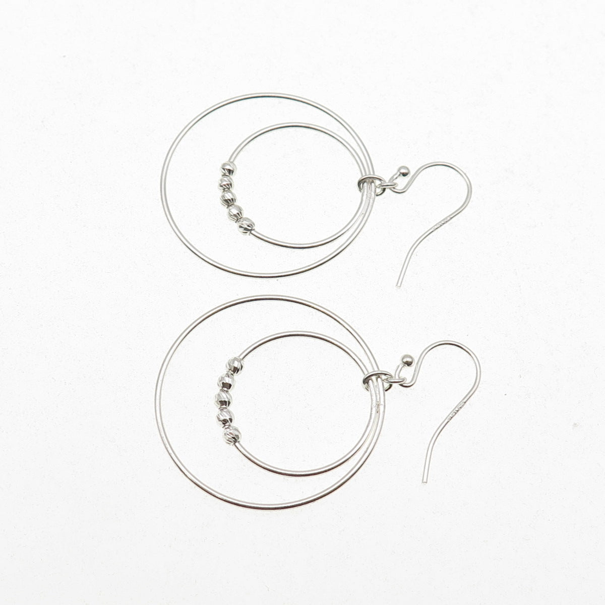 925 Sterling Silver Ball Beaded Multi-Circle Dangle Earrings