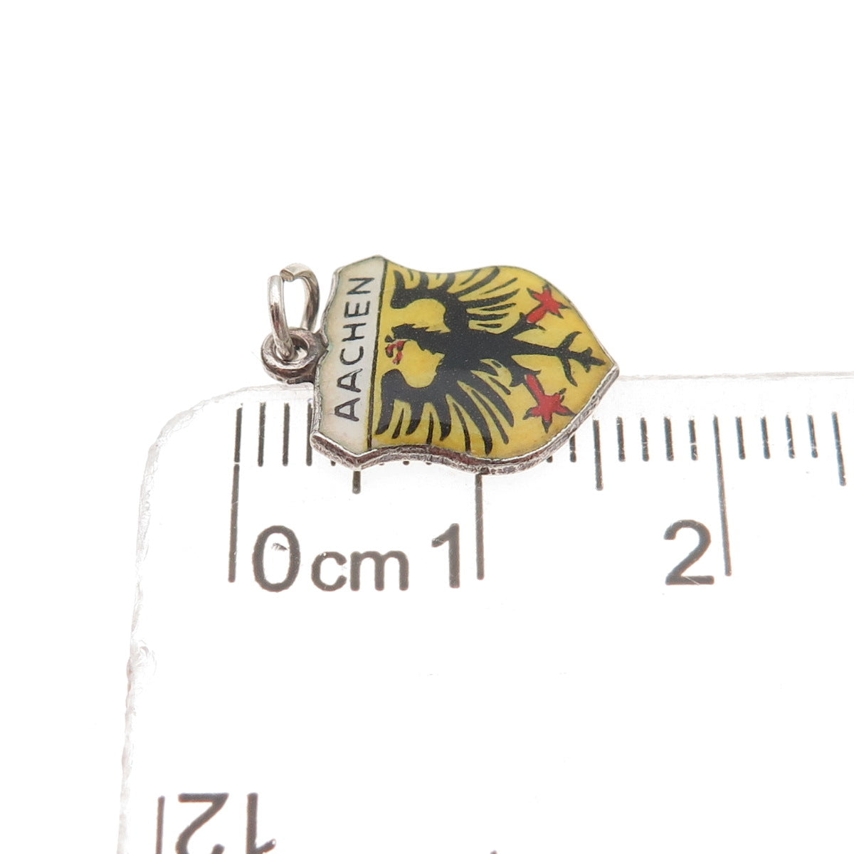 800 Silver Vintage Enamel Aachen Germany Mini Charm Pendant