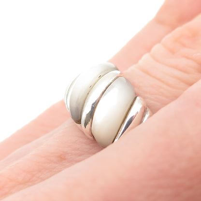 KABANA 925 Sterling Silver Vintage Real MOP Modernist Ring Size 5