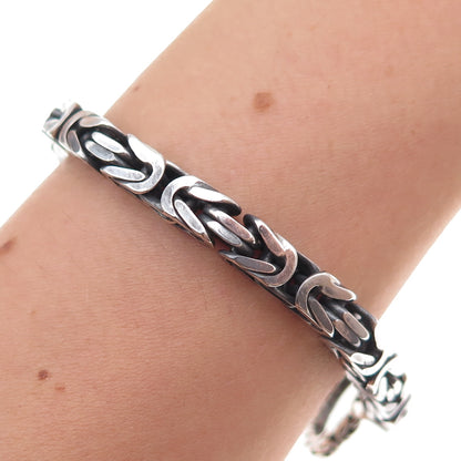 925 Sterling Silver Vintage Italy Byzantine Link Bracelet 6.75"