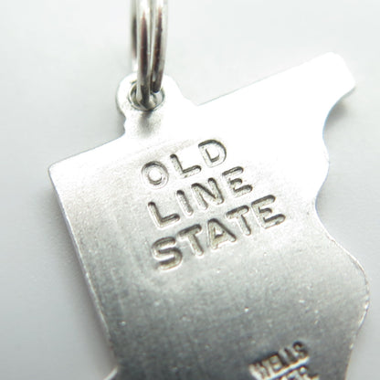 WELLS 925 Sterling Silver Vintage Maryland Old Line State Map Charm Pendant