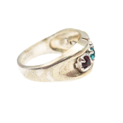 Vargas Sterling Silver Gold Plated Antique Art Deco Rhinestone Ring Size 5.75