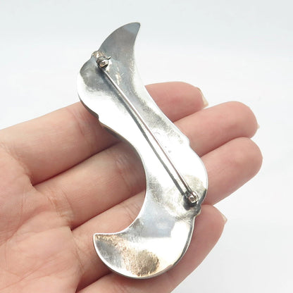 925 Sterling Silver Vintage Sunstone Imports Modernist Pin Brooch