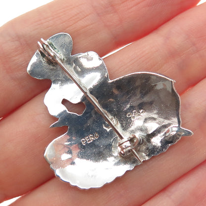 925 Sterling Silver Vintage Peruvian Dancer Oxidized Pin Brooch