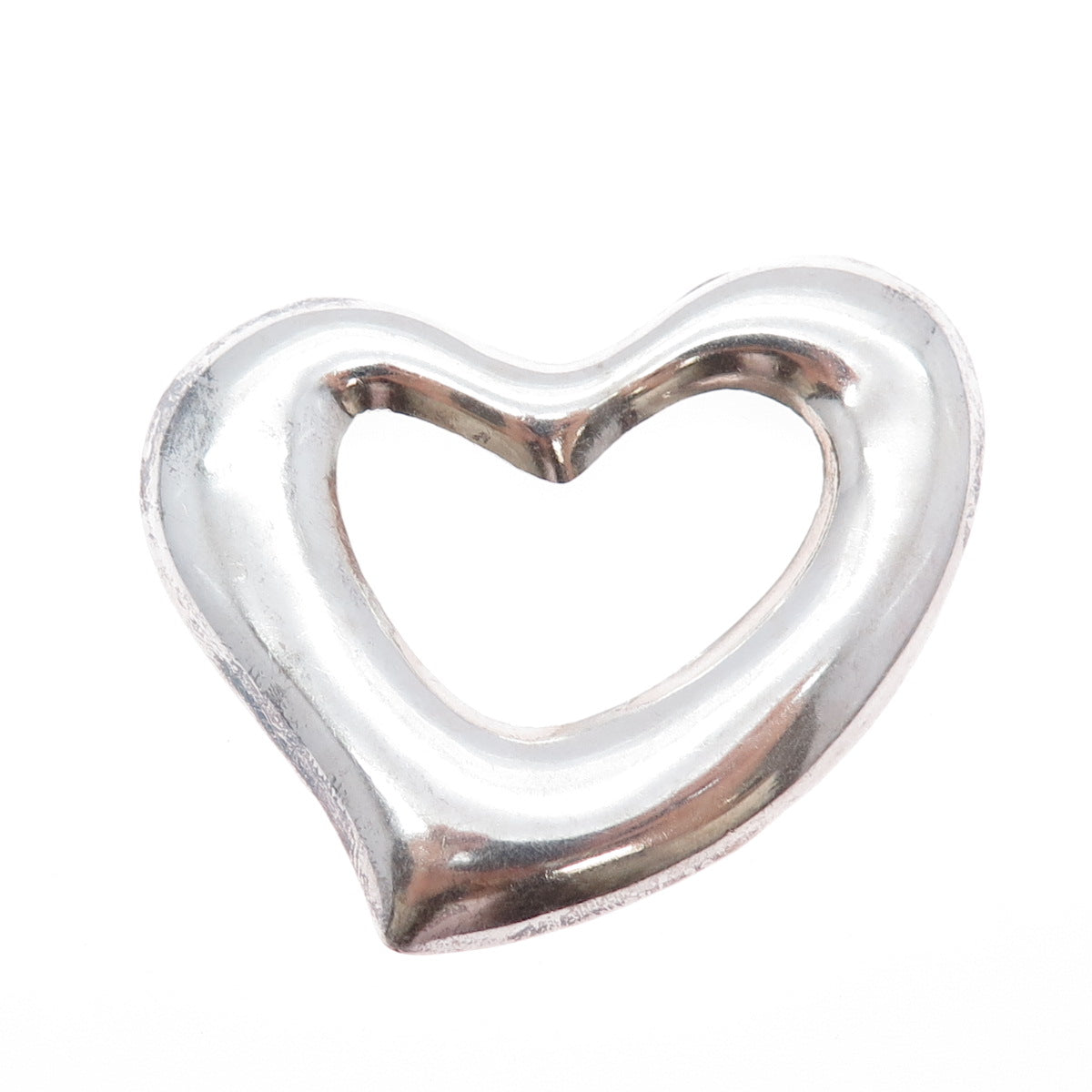925 Sterling Silver Vintage Mexico Modernist Open Heart Pin Brooch