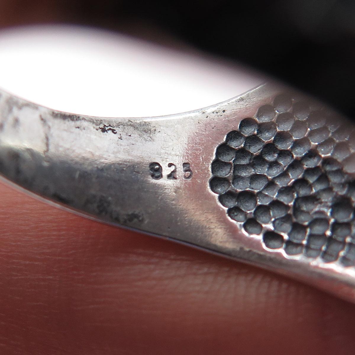 925 Sterling Silver Vintage Muslim Symbols Dome Oxidized Ring Size 12.75