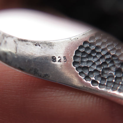 925 Sterling Silver Vintage Muslim Symbols Dome Oxidized Ring Size 12.75