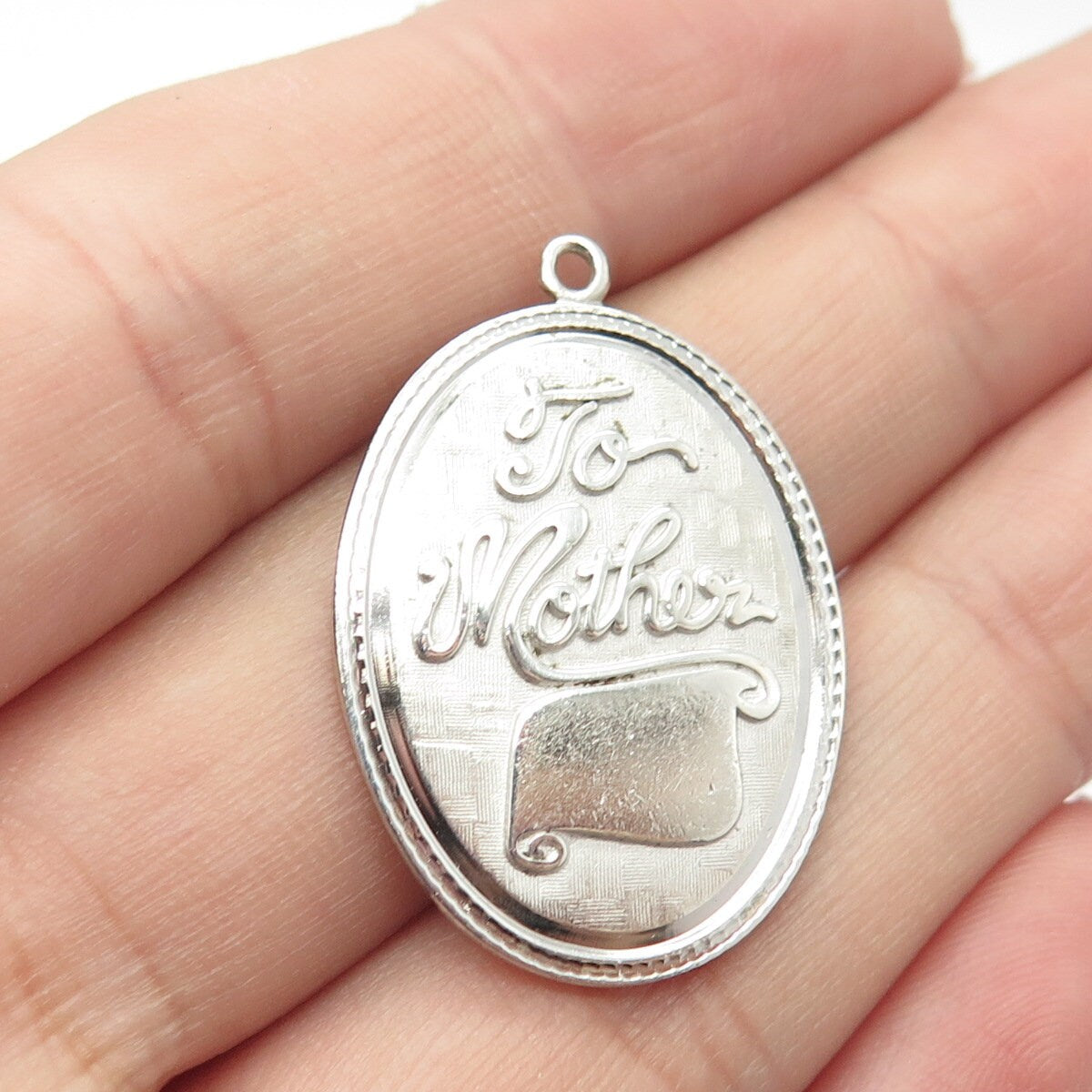 925 Sterling Silver Vintage Griffith & Sons Co "To Mother" Oval Pendant