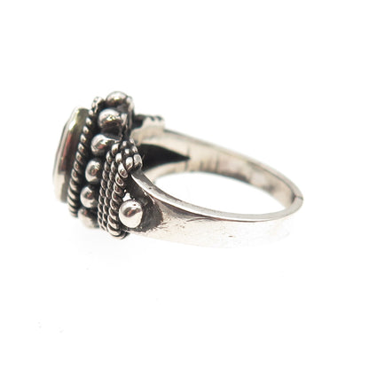 925 Sterling Silver Vintage Real Pear-Cut Red Garnet Oxidized Ring Size 4.5