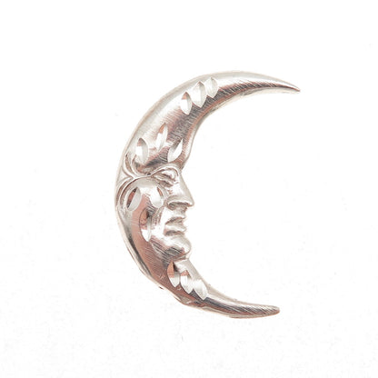 925 Sterling Silver Vintage Crescent Man in The Moon Slide Pendant