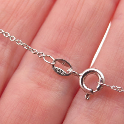 925 Sterling Silver Real Diamond Heart & Club Key Cable Chain Necklace 18"