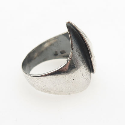 925 Sterling Silver Vintage Modernist Flame Oxidized Ring Size 7.75