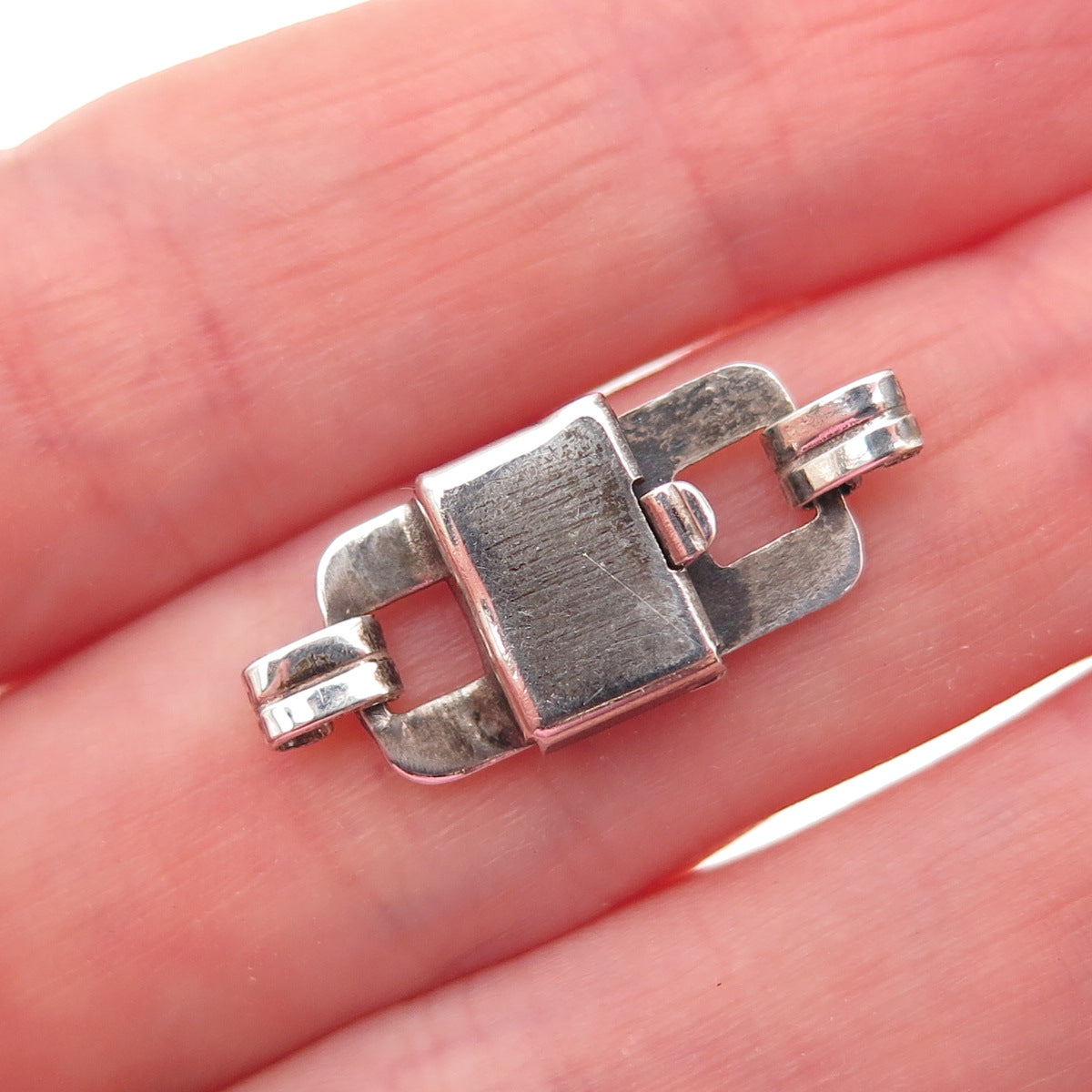 925 Sterling Silver Antique Art Deco Bracelet / Necklace Box Lock Clasp