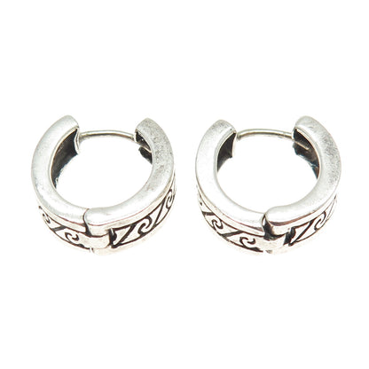 925 Sterling Silver Vintage Swirl Ethnic Hoop Earrings