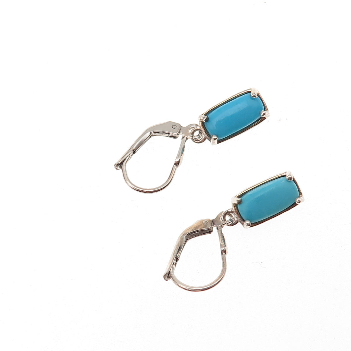 D'Joy 925 Sterling Silver Real Sleeping Beauty Turquoise Dangle Earrings