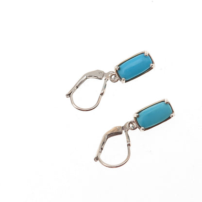 D'Joy 925 Sterling Silver Real Sleeping Beauty Turquoise Dangle Earrings