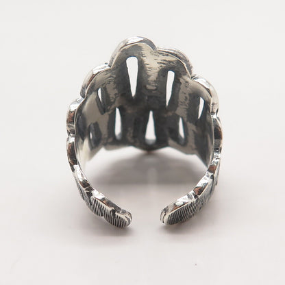 925 Sterling Silver Vintage Spiral Adjustable Ring Size 7.5