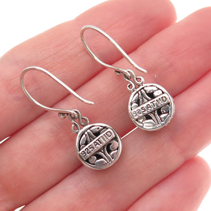 ATI Annika Witt 925 Sterling Silver Vintage Floral Oxidized Dangle Earrings