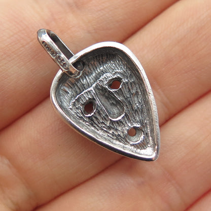 925 Sterling Silver Vintage Italy African Tribal Mask Oxidized Charm Pendant