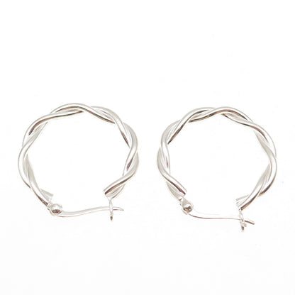 925 Sterling Silver Woven Hoop Earrings
