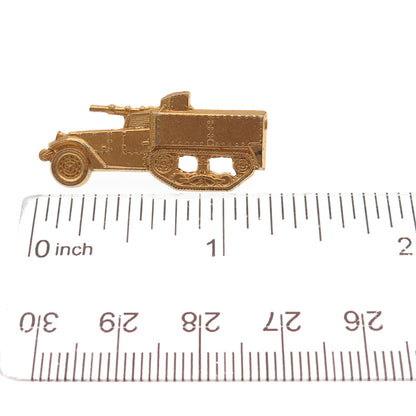 925 Sterling Silver Gold Plated Antique WWII US Army Tank Destroyer Collar Pin