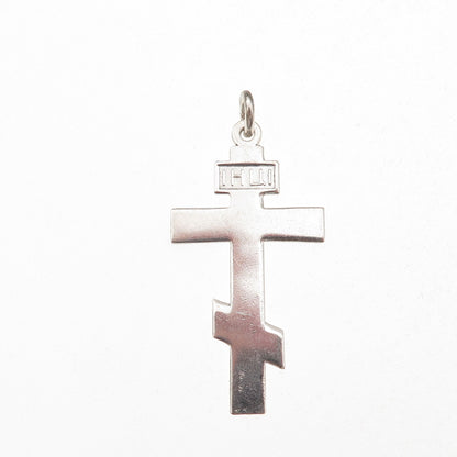 925 Sterling Silver Antique Art Deco Save & Protect Orthodox Cross Charm Pendant