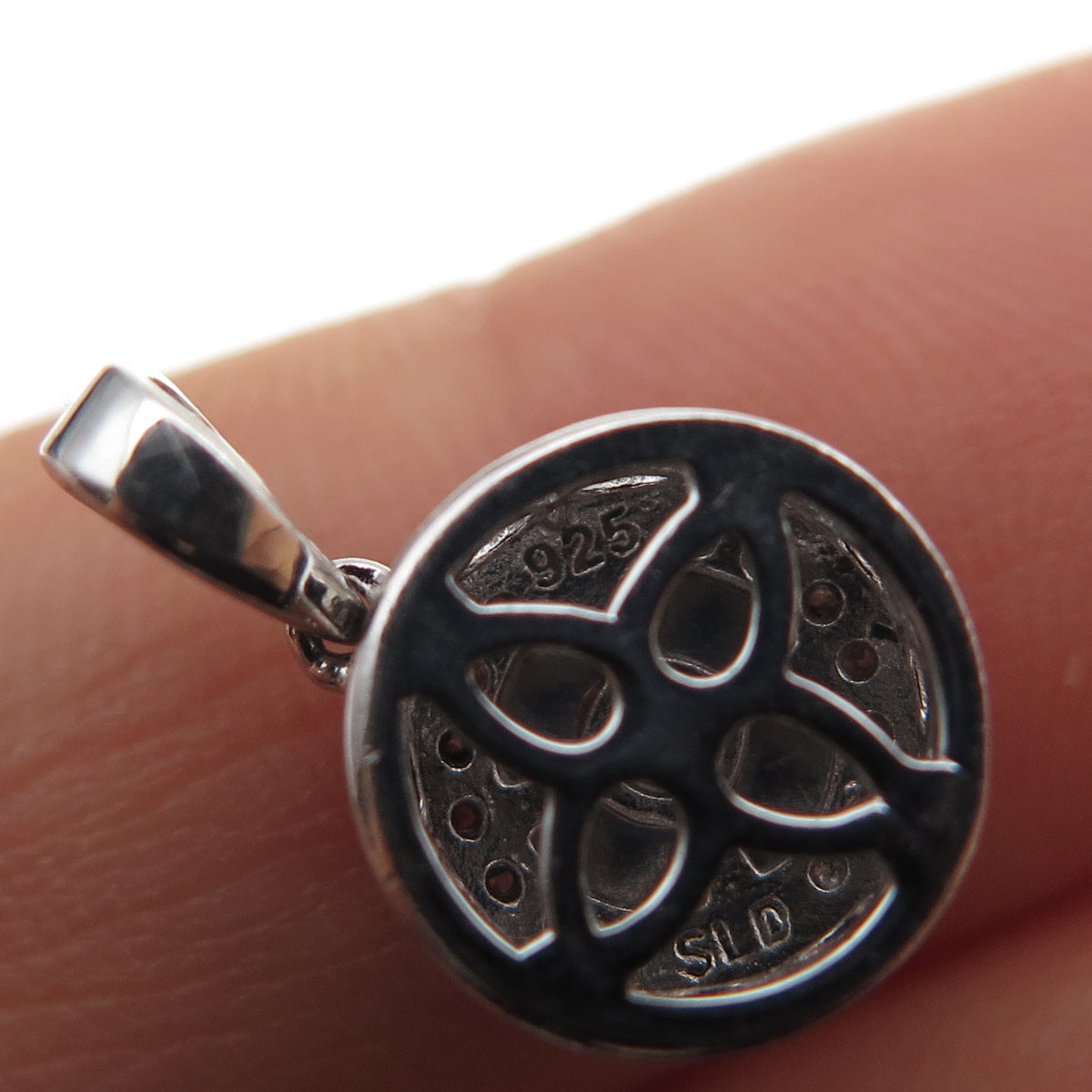 925 Sterling Silver SLD Real Round-Cut Diamond Minimalist Charm Pendant