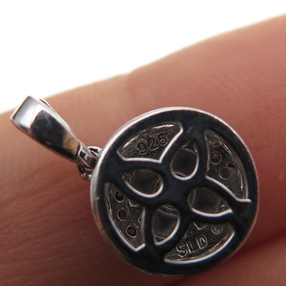 925 Sterling Silver SLD Real Round-Cut Diamond Minimalist Charm Pendant