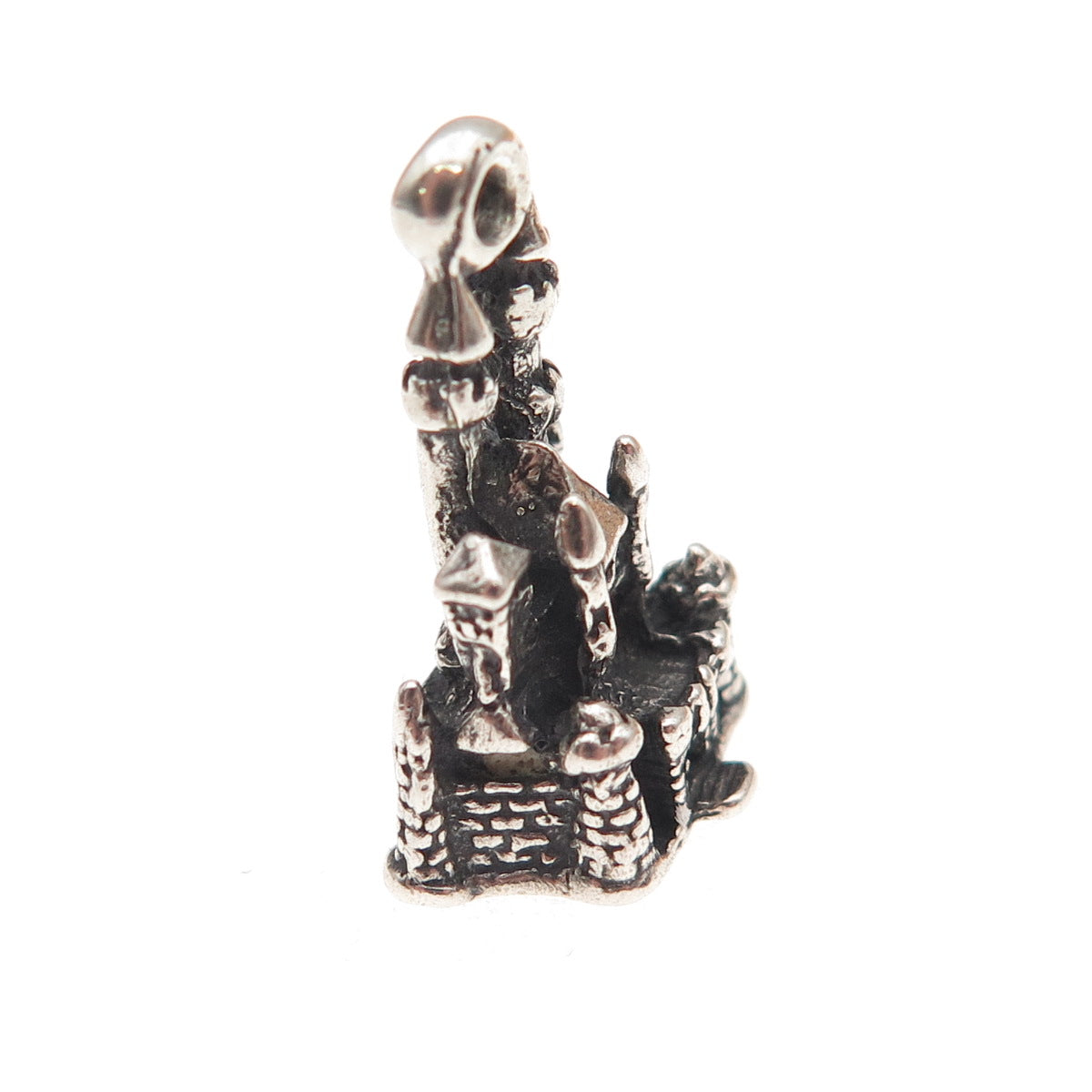 Walt Disney 925 Sterling Silver Vintage Cinderella Castle 3D Mini Charm Pendant