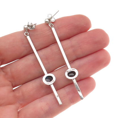 Judy Kouka 925 Sterling Silver Vintage Real London Blue Topaz Dangle Earrings