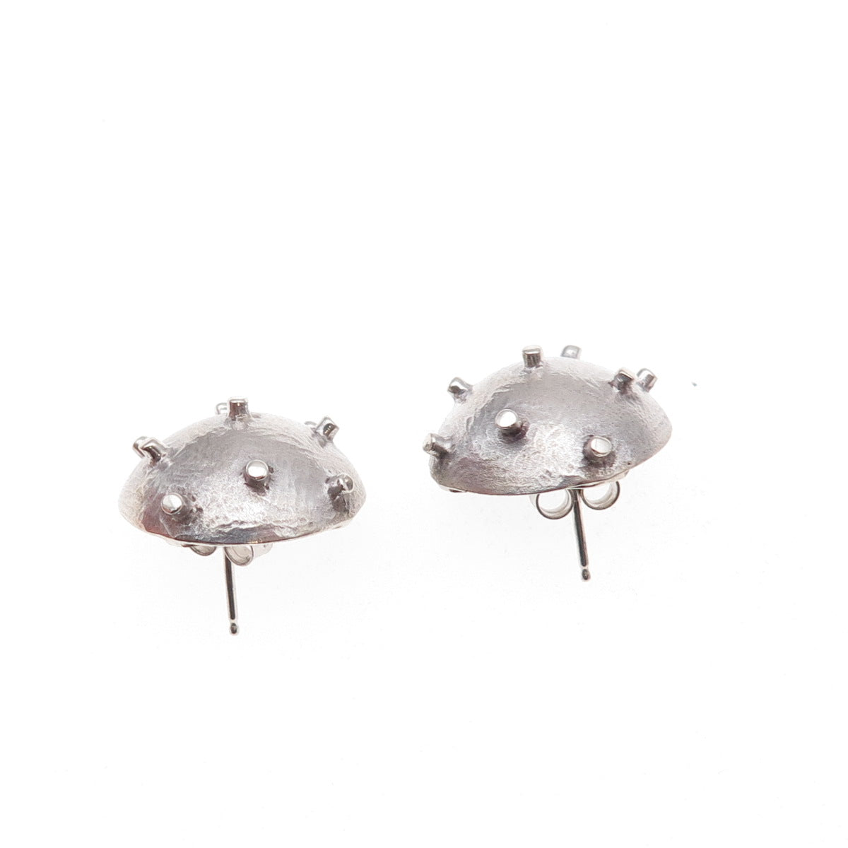 925 Sterling Silver Vintage Modernist Dome Earrings