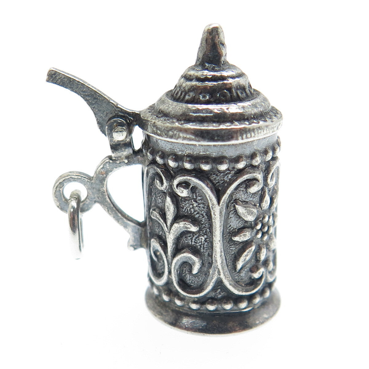 DANECRAFT 925 Sterling Silver Antique Beer Stein Oxidized Locket Pendant