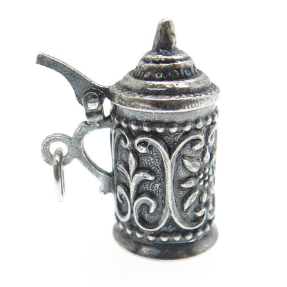 DANECRAFT 925 Sterling Silver Antique Beer Stein Oxidized Locket Pendant