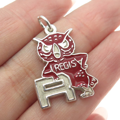 925 Sterling Silver Vintage Enamel REGIS High School Owl Pendant