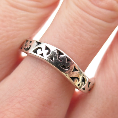 Lois Hill 925 Sterling Silver Vintage Signature Scroll Wavy Band Ring Size 9.25