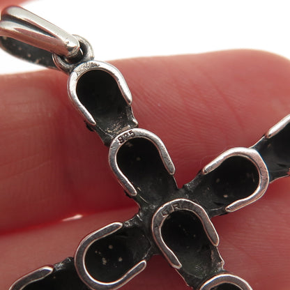 925 Sterling Silver Vintage Skull Cross Oxidized Pendant
