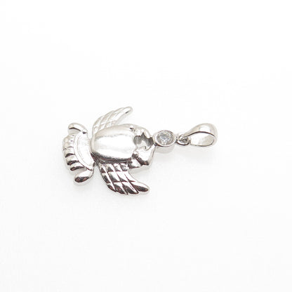 925 Sterling Silver Vintage C Z Cancer Zodiac Sign Minimalist Charm Pendant