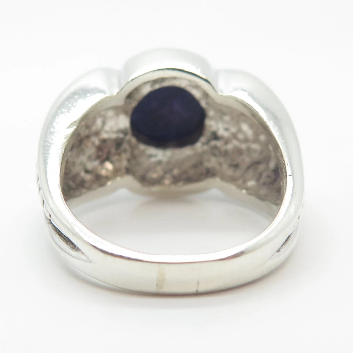 925 Sterling Silver Vintage Real Sugilite Gem Graduated Round Ring Size 7.25