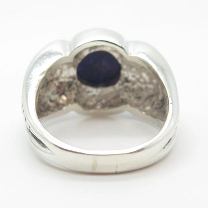 925 Sterling Silver Vintage Real Sugilite Gem Graduated Round Ring Size 7.25