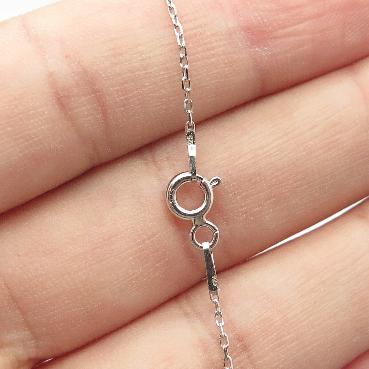 925 Sterling Silver White & Blue C Z Rolo Chain Necklace 18"